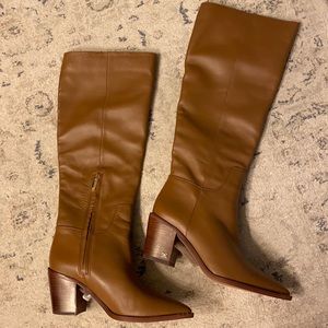 Sam Edelman Tall Leather Knee Boots in Cognac Brown